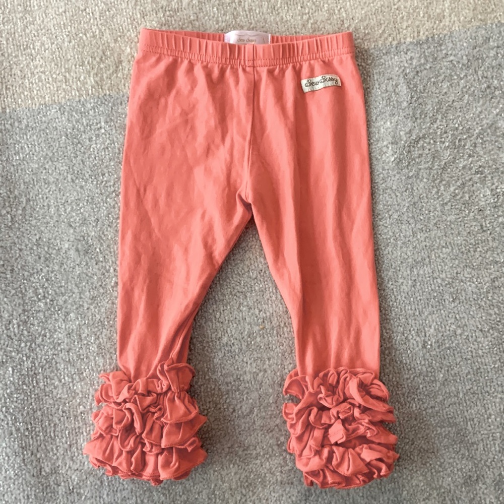 Sew Sassy Coral Ruffled Leggings